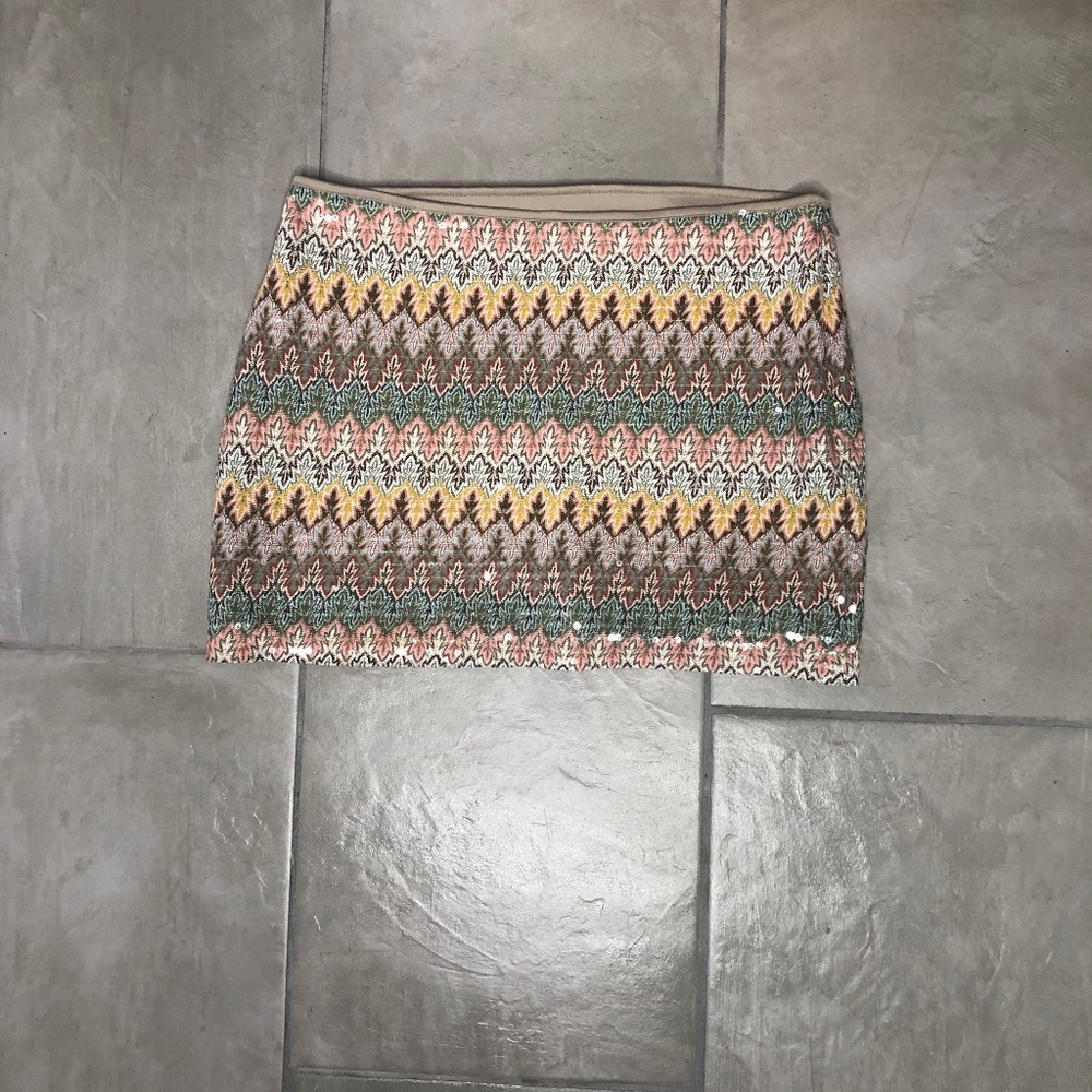 Express Chevron Style Sequence Mini Skirt - image 1